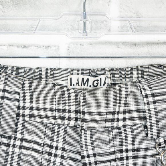I AM GIA the Cobain Plaid Relaxed fit Chain Pants in Gray Women's Size XS - Picture 8 of 11